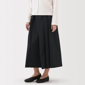 Muji Cotton Blend Japanese Hakama Pleated Skirt-like Pants, Black, XS